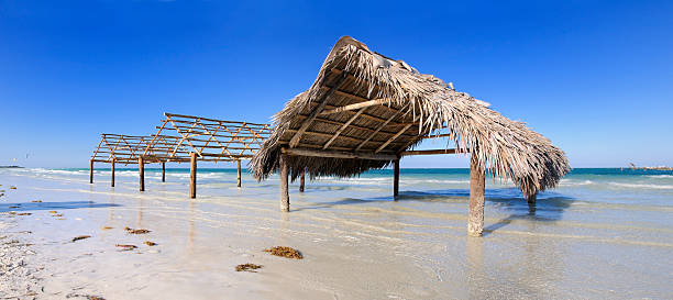 Tropical beach huts stock photo