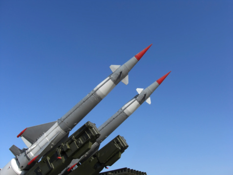 Soviet missile with the hammer and sickle.