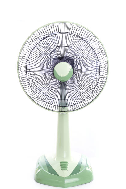 istock Big green electric fan isolated on white 920186608