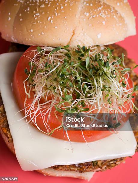 Foto de Hambúrguer De Tofu e mais fotos de stock de Alimentação Saudável - Alimentação Saudável, Broto de alfafa, Cheesburguer