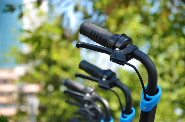 istock Close-up of the shared bike's handlebar. 920199978