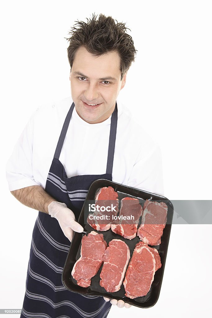 Butcher com Concurso de Carne de Vaca - Royalty-free Segurar Foto de stock