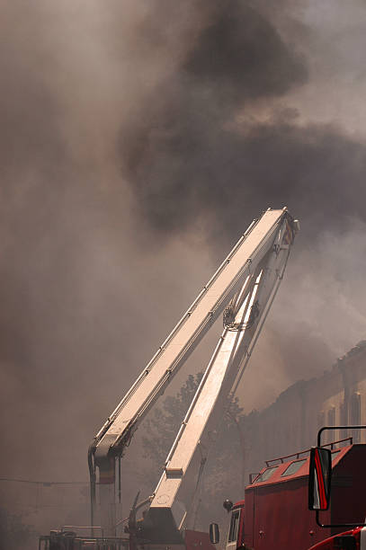 istock Boom of firetruck in the smoke during fire 92020137