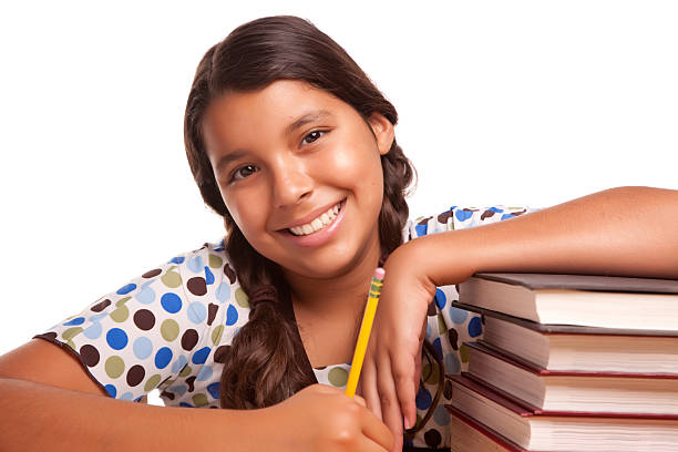 istock Pretty Smiling Hispanic Girl Studying 92020265