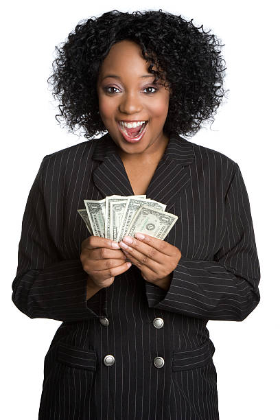 Shocked dinero mujer - foto de stock