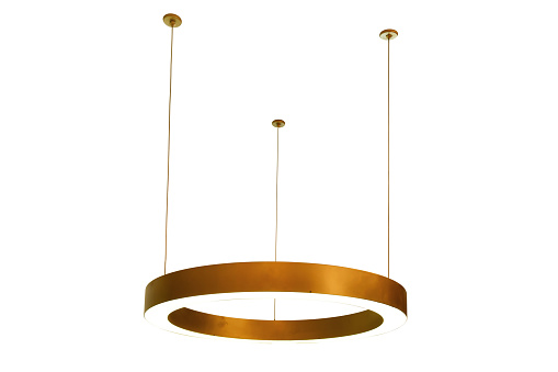 Modern design gold ceiling light isolated on white background