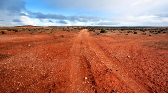 Straight empty road in the desert