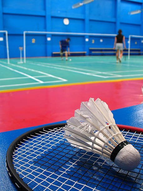 badminton palestra - badminton school gymnasium shuttlecock sport foto e immagini stock