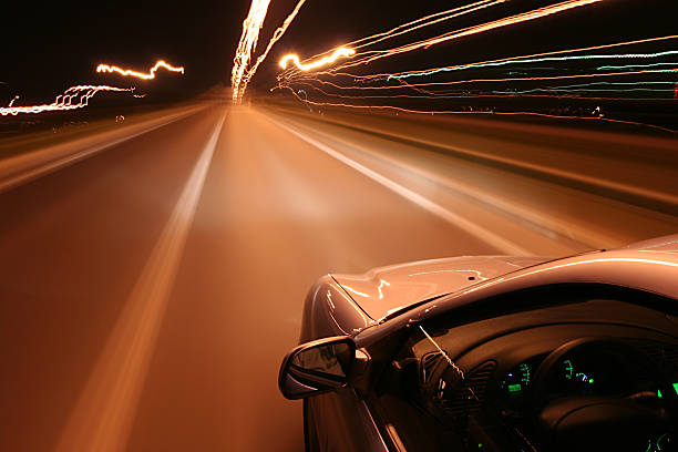 Driving at night #4 stock photo