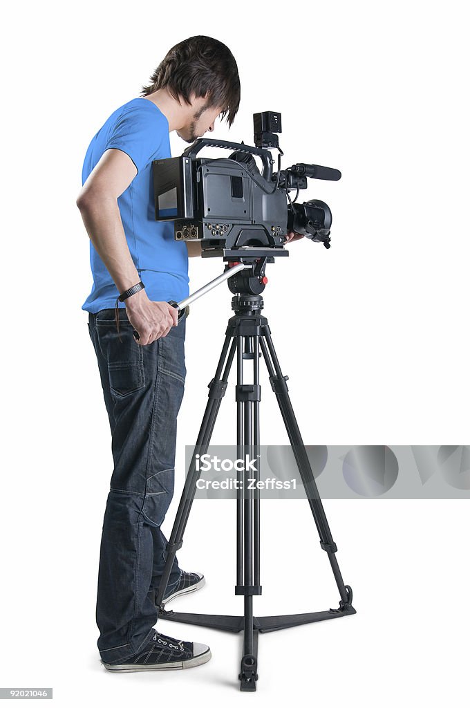 Cameraman, aislado sobre fondo blanco - Foto de stock de Operador de cámara libre de derechos