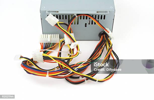 Computer Power Supply And Cables Stock Photo - Download Image Now - Cable, Color Image, Computer