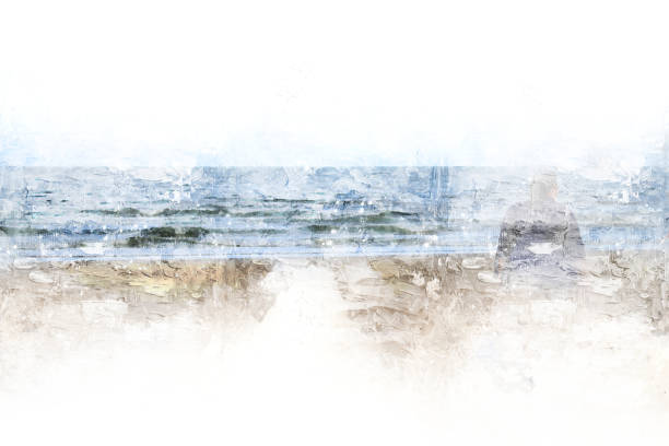 istock Beautiful black and white color on soft wave water ocean, 920214190