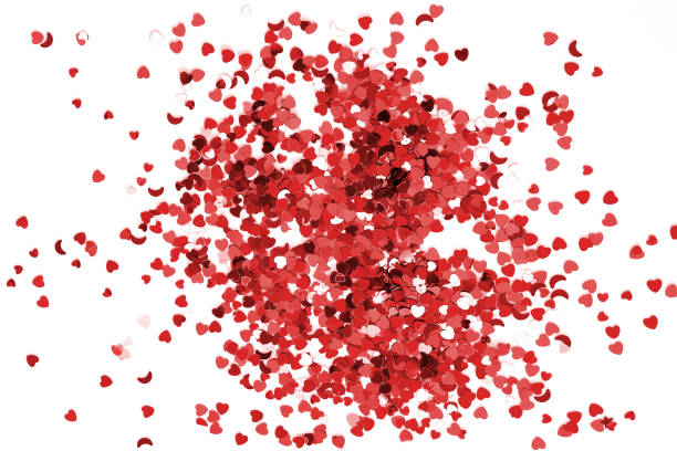 istock Abstract heart twinkling glitter red on white background, Valentine's day concept 920214642