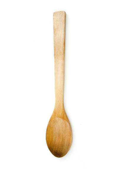 istock Wooden stirring spoon on white background 92021509