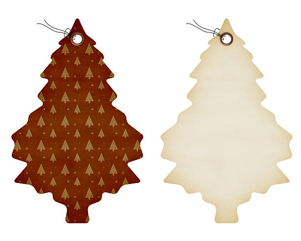 Tree shape tag with christmas pattern stock photo