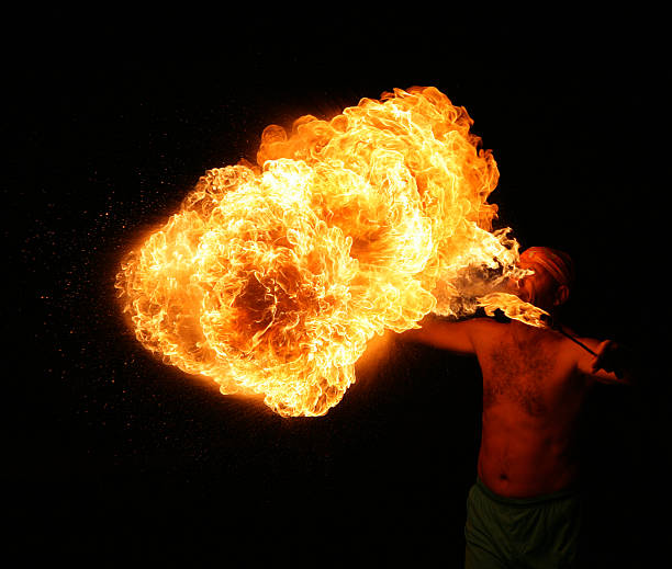istock Fiery show. The fakir with fire 92022062
