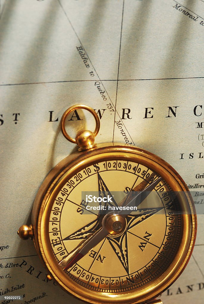 Antik Messing Kompass - Lizenzfrei Alt Stock-Foto