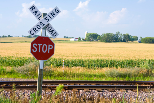 Railroad Crossing in a rural setting
