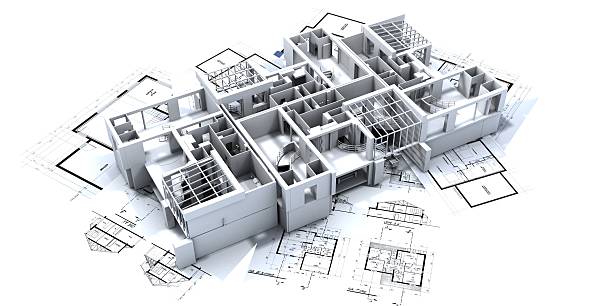 istock A 3D design of an apartment sitting on blueprints 92022357