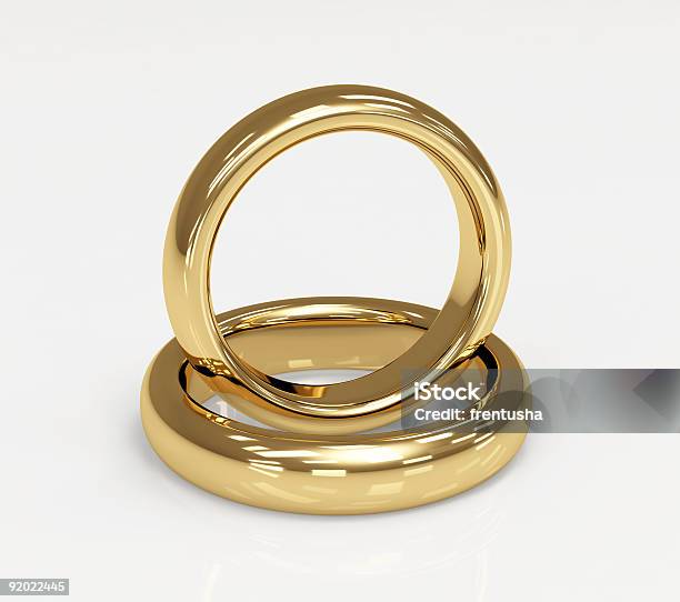 Dois 3d Ouro Anel De Casamento - Fotografias de stock e mais imagens de Adulto - Adulto, Amor, Anel - Joia