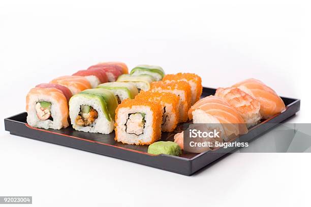 Allsorts Sushi Stock Photo - Download Image Now - Sushi, Cut Out, White Color