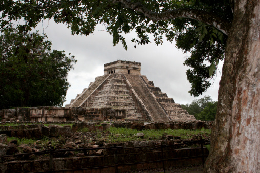 Entering the clearing at Chichen-Itza Mexico to discover the pyramids