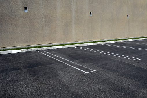 An empty parking lot at an outdoor car park