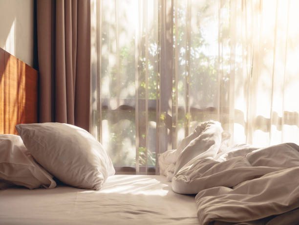 istock Bed Mattress and Pillows Mess up Bedroom Home interior 920247508