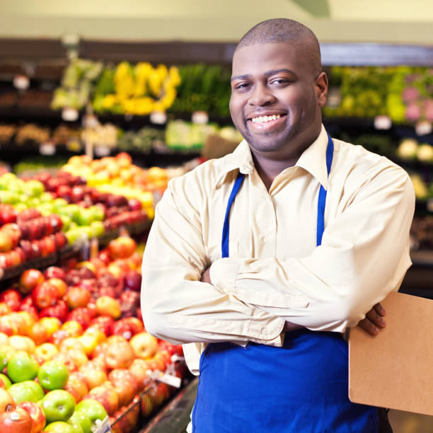 istock Produce manager working in grocery store 920247808
