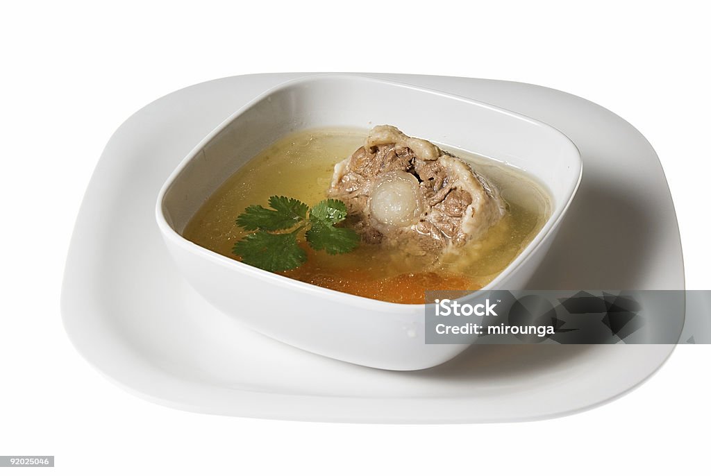 Бычий хвост суп в белая квадратная чаша - Стоковые фото Без людей роялти-фри