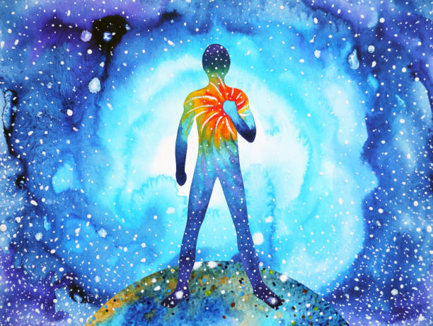 human and spirit powerful energy connect to the universe power abstract art watercolor painting illustration design hand drawn human and spirit powerful energy connect to the universe power abstract art watercolor painting illustration design hand drawn inside the mind stock illustrations
