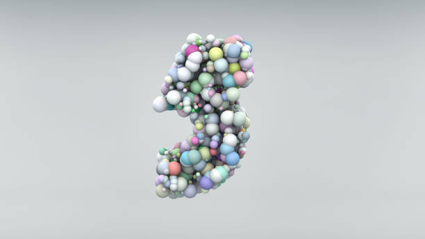 istock Number 5 made of plastic beads, purple bubbles, isolated on white, 3d render 920255438