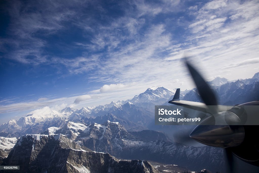 Flugzeug Flug über Mount Everest - Lizenzfrei Mount Everest Stock-Foto