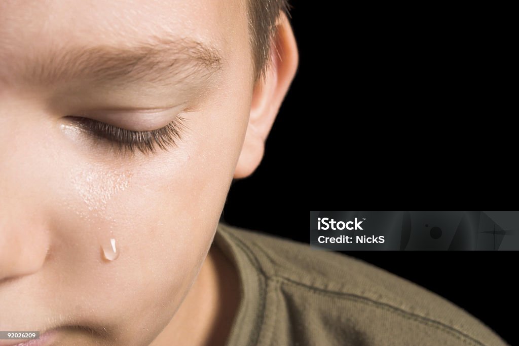 Tears Young boy crying. Child Stock Photo