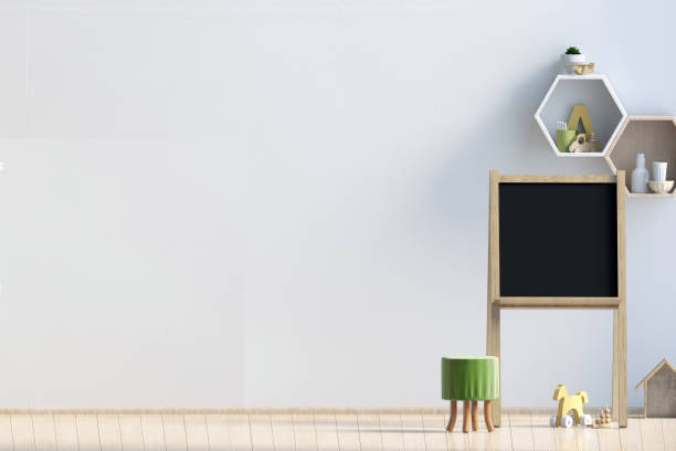 istock Pastel child's room. playroom. modern style. 3d illustration. Wall mock up 920263712
