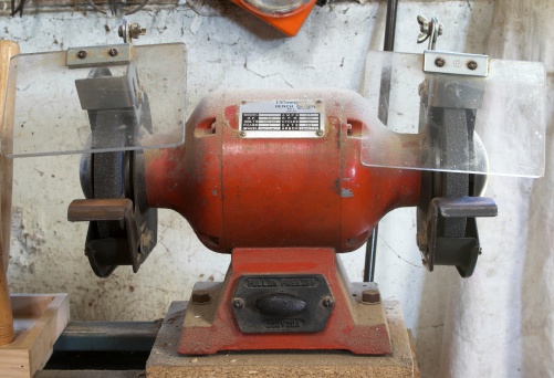 Vise with screw mechanism . Vintage bench vise