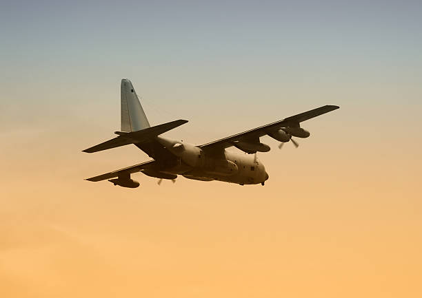 istock Military transport plane at dawn 92026910