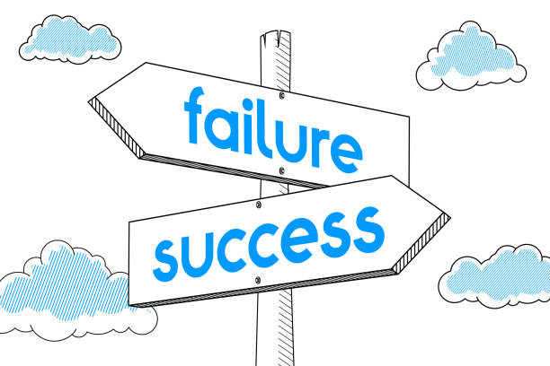 успех, неудача - указатель, белый фон - success failure dreams road sign stock illustrations
