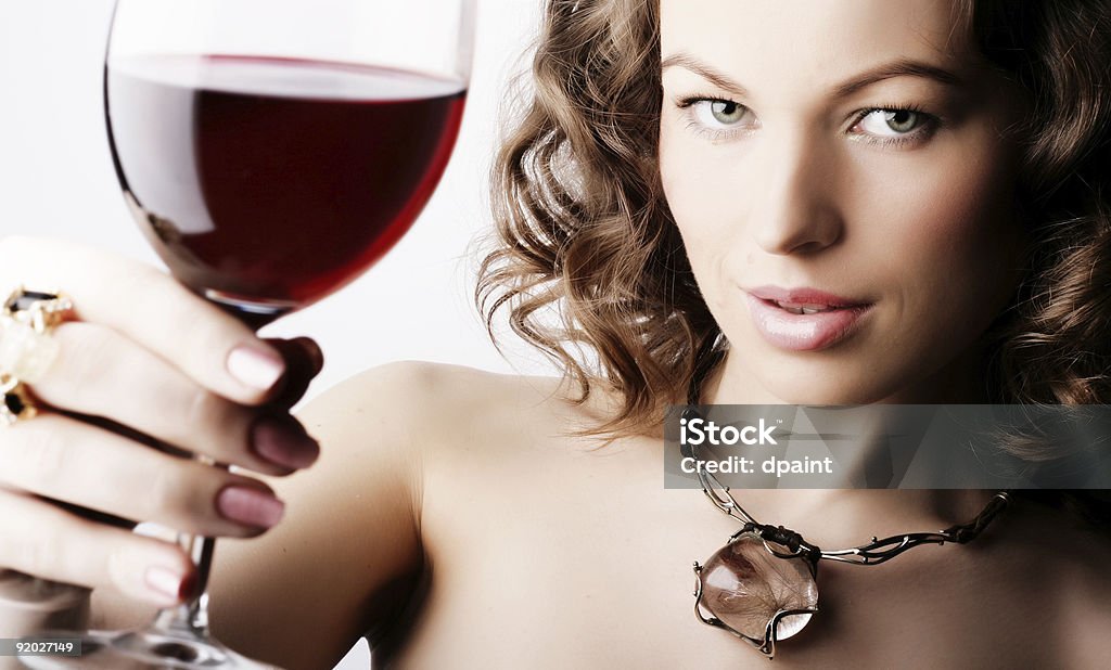 Kobieta z Szkło Czerwone wino - Zbiór zdjęć royalty-free (Alkohol - napój)