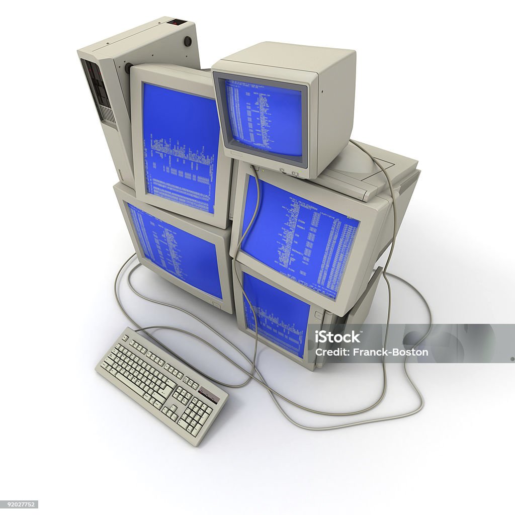 Coluna antiga computadores - Foto de stock de Amontoamento royalty-free