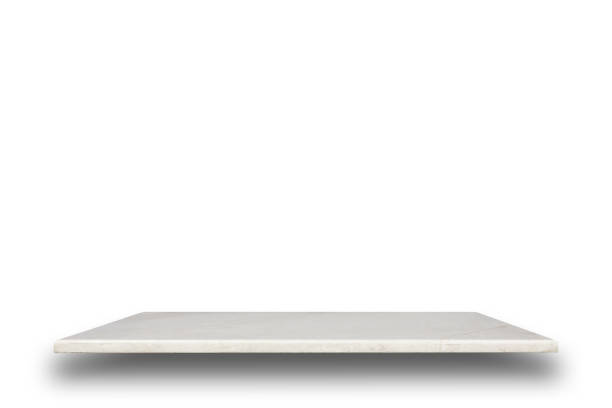 istock Empty top of natural stone shelf isolated on white background 920278776