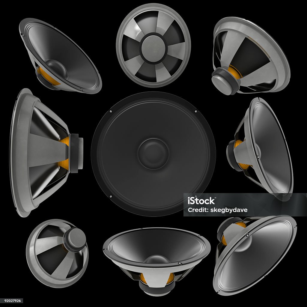 Speaker Set on black  Audio Electronics Stock Photo