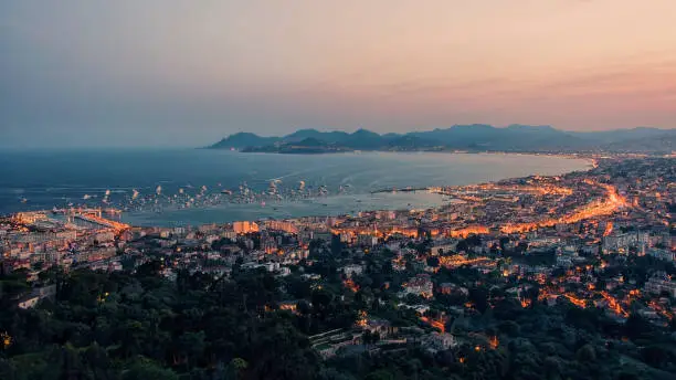 City of Cannes at sunset