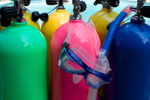Tankz Under Mask Scuba Tanks With Mask Stock Photo - Download Image Now - Adventure ...