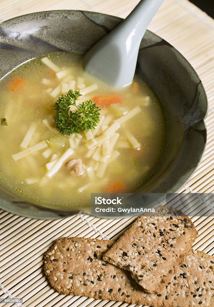 Chicken Noodle Soup with sprig of parsley  Chicken Noodle Soup Stock Photo