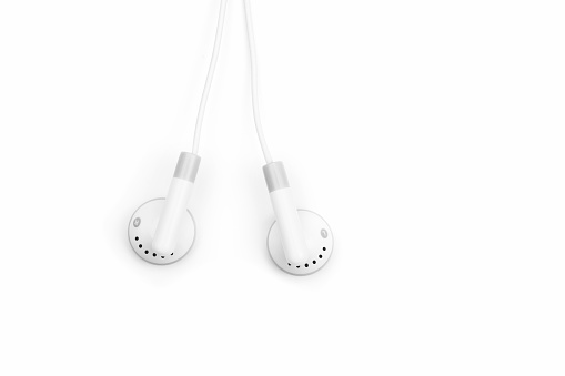 Black over-ear headphones on white background with clipping path