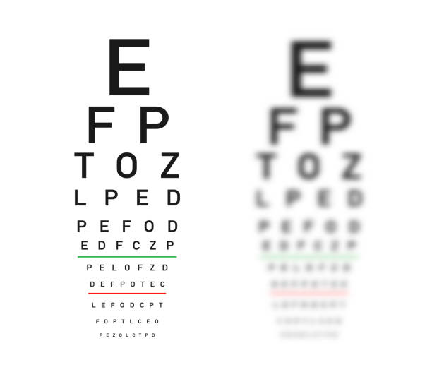 ilustraciones, imágenes clip art, dibujos animados e iconos de stock de prueba tabla optométrica. variantes del enfoque y desenfoque. - looking eyesight optometrist focus