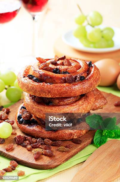 Sweet Pastry Rolls With Raisins Stock Photo - Download Image Now - Baked, Baked Pastry Item, Breakfast