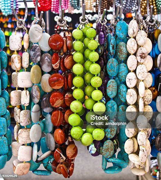Necklaces At A Market Stock Photo - Download Image Now - Artificial, Bead, Color Image