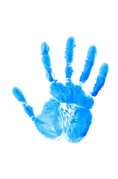 child's hand print in blue